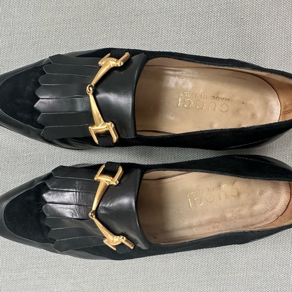 Rare Vintage GUCCI Black Loafers with Gold Horsebit - Picture 9 of 12